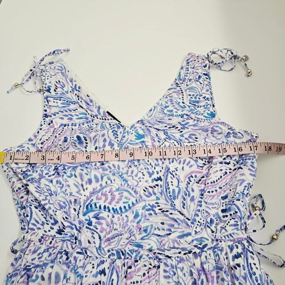 Talbots Tiered Maxi Dress 8 Watercolor Medallion Print Lined Cotton Sleeveless - Picture 8 of 11